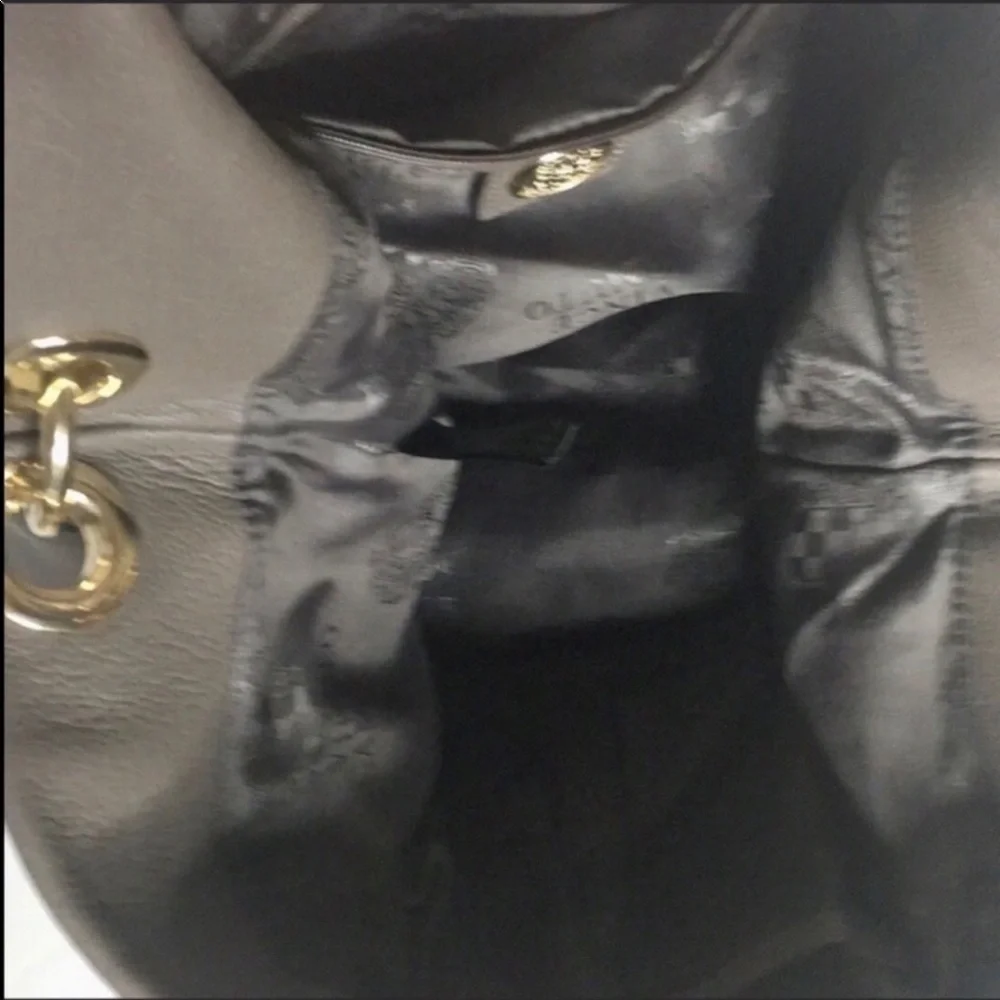 Vince Camuto toupe and metallic platinum hobo